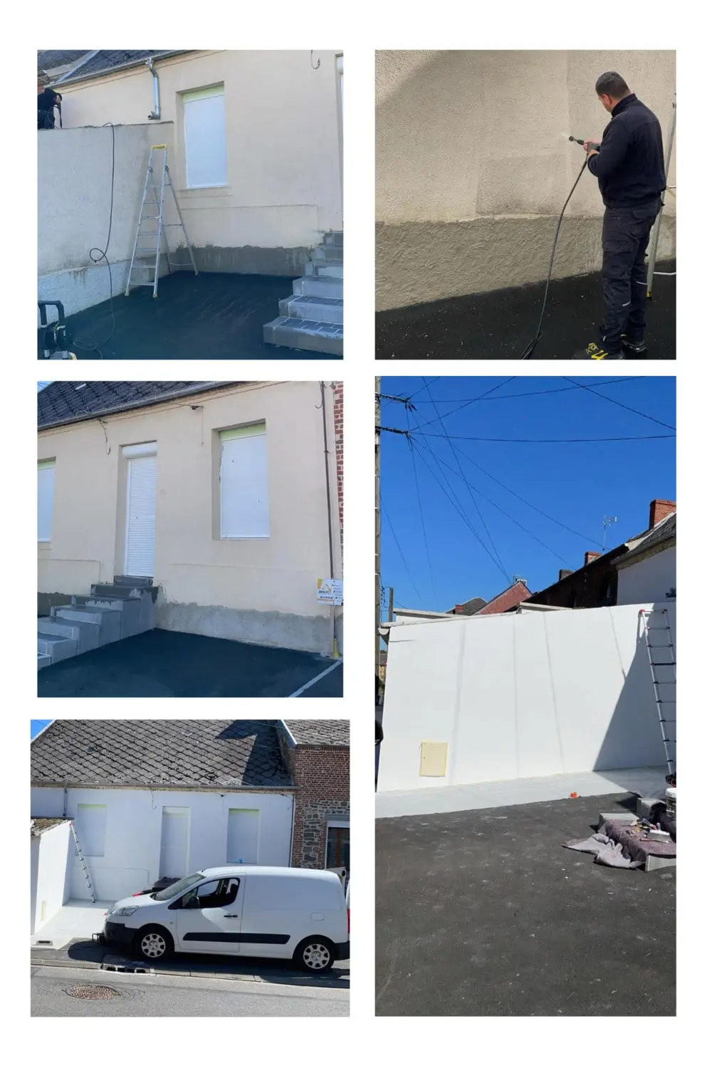 rénovation de façade avec le mur du garage en blanc